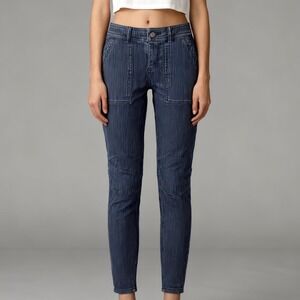 Free People Skinny Jeans Utility Pockets Railroad Striped‎ Pinstripe size 26